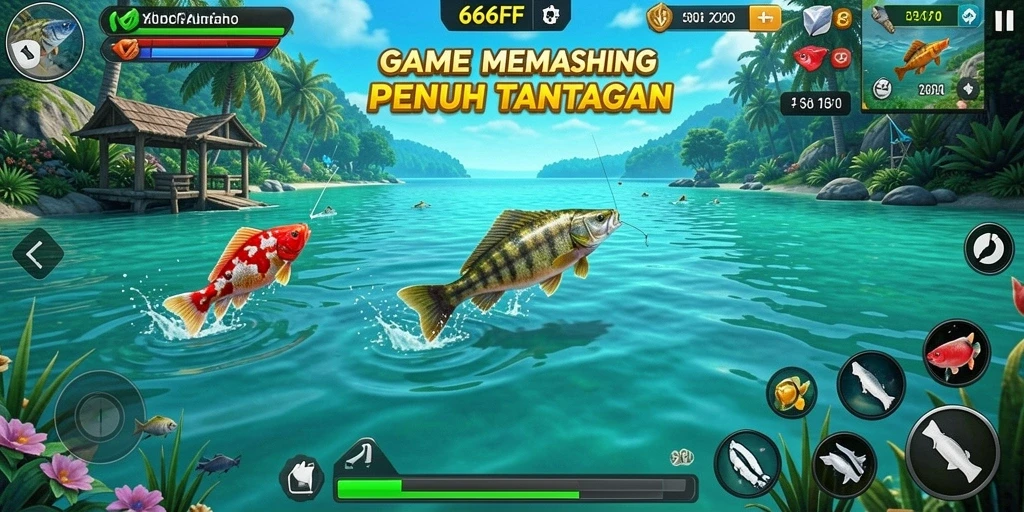 Screenshot 666FF menunjukkan aksi memancing yang seru dan grafis menakjubkan.
