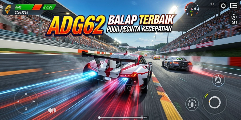 Tampilan utama gameplay ADG62 yang memukau dan menggugah semangat balap.