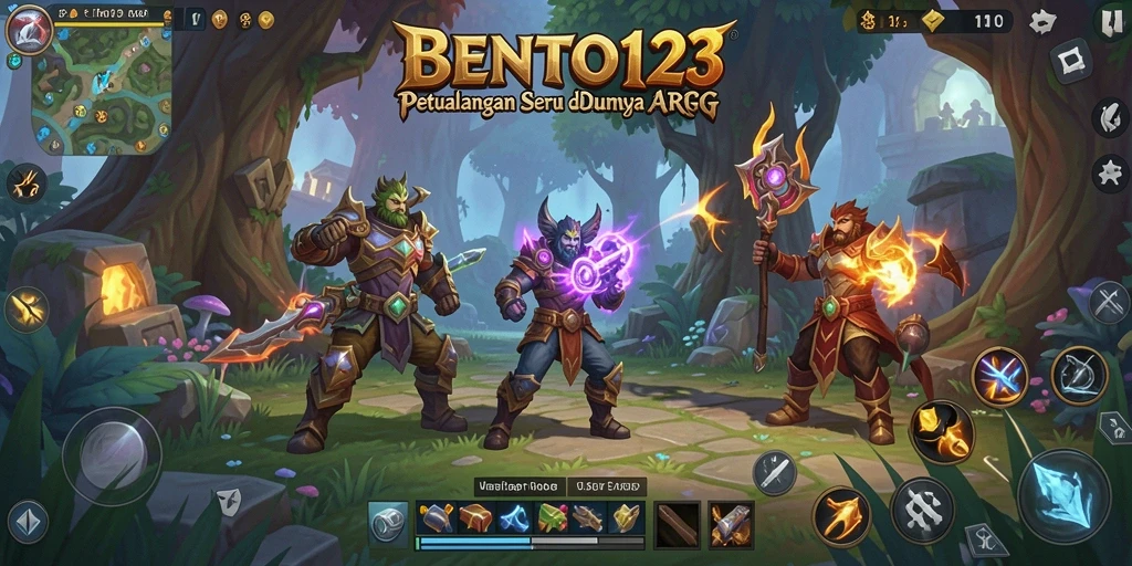 Screenshot utama menunjukkan aksi pertempuran seru dalam BENTO123.