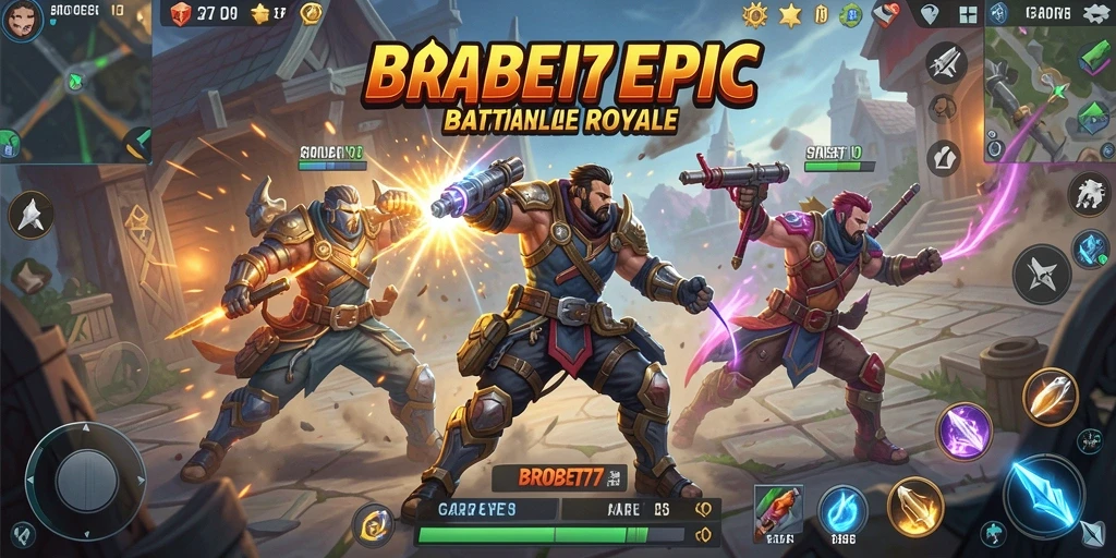 Tangkapan layar utama BROBET77 menunjukkan aksi intens dalam pertempuran Battle Royale.