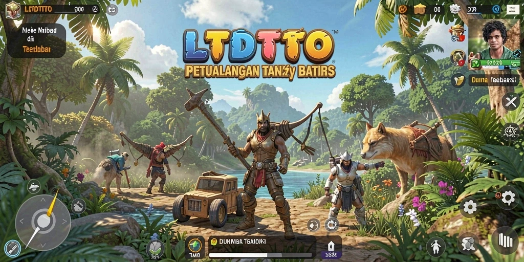 Screenshot gameplay LTDTOTO menampilkan petualangan di dunia terbuka yang luas.