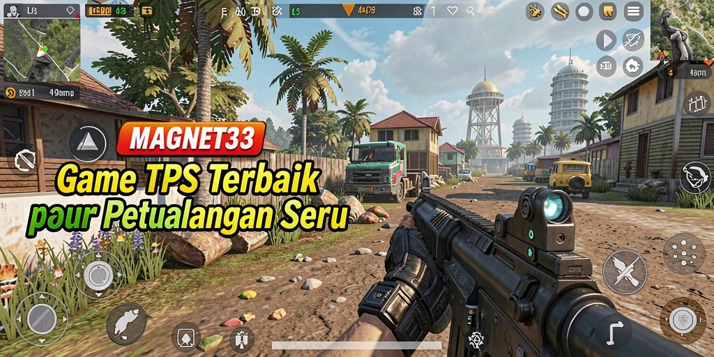 Screenshot utama gameplay MAGNET33 menampilkan aksi mendebarkan dalam pertarungan TPS.