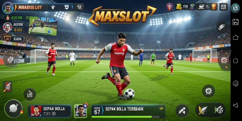 Tampilan gameplay MAXSLOT yang menegangkan dalam pertandingan sepak bola.