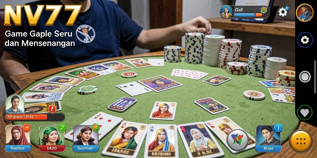 Gameplay seru Gaple di NV77 dengan grafis menarik.