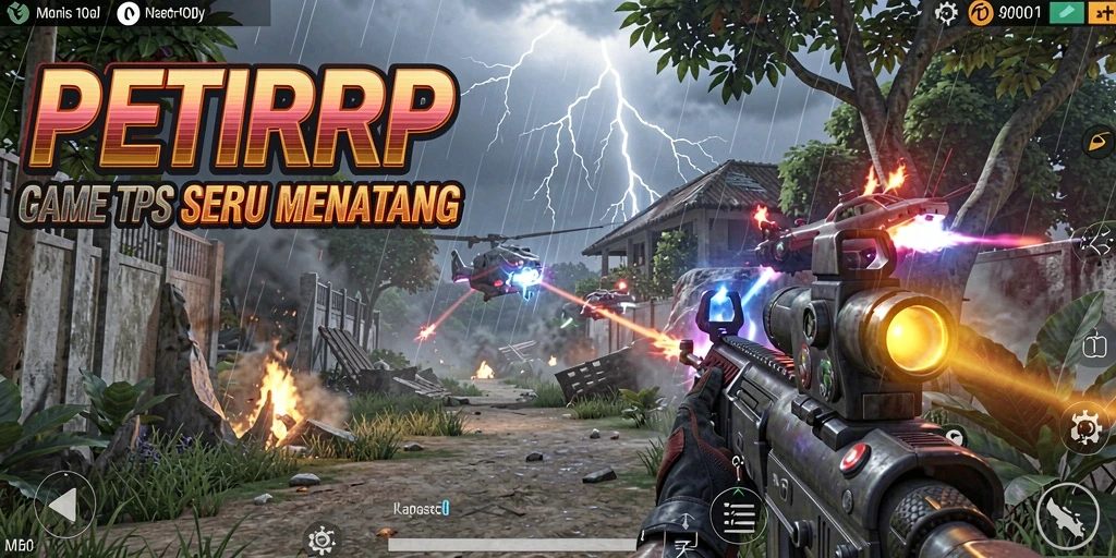 Tangkapan layar gameplay <strong>PETIRRP</strong> menunjukkan aksi menegangkan dalam pertempuran TPS.