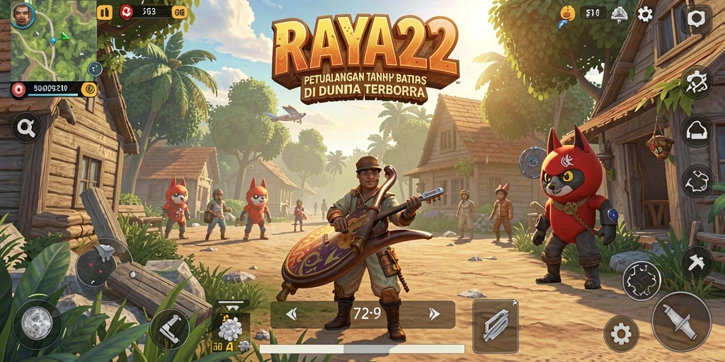 Tampilan gameplay RAYA22 yang menakjubkan di dunia terbuka.