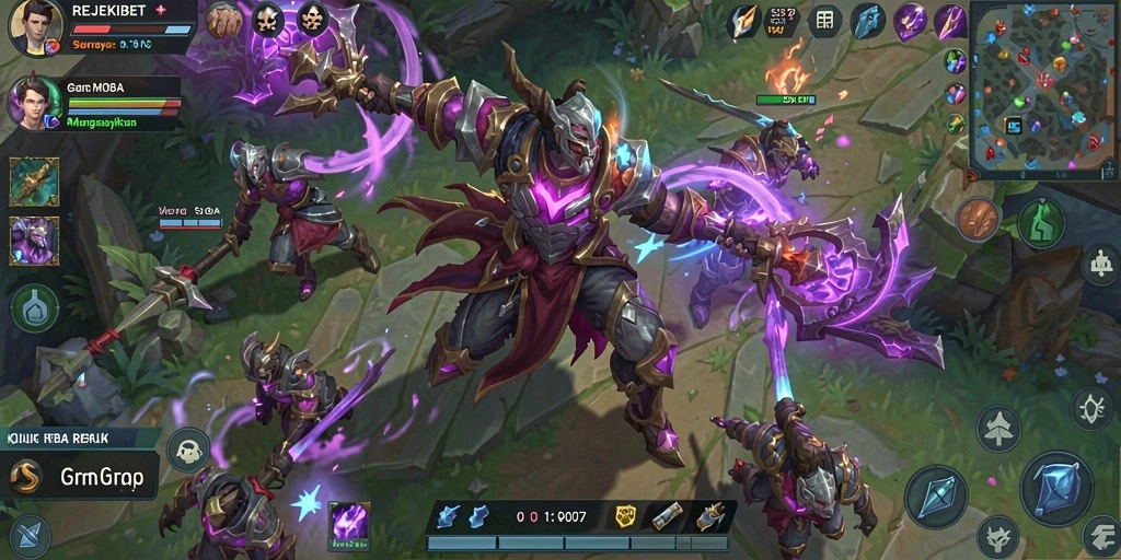 Tampilan aksi seru dalam game MOBA REJEKIBET.