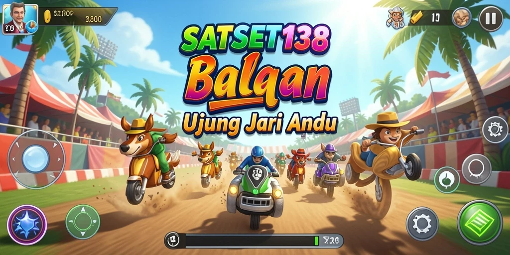 Screenshot gameplay menunjukkan mobil balap melaju kencang di trek yang menantang.