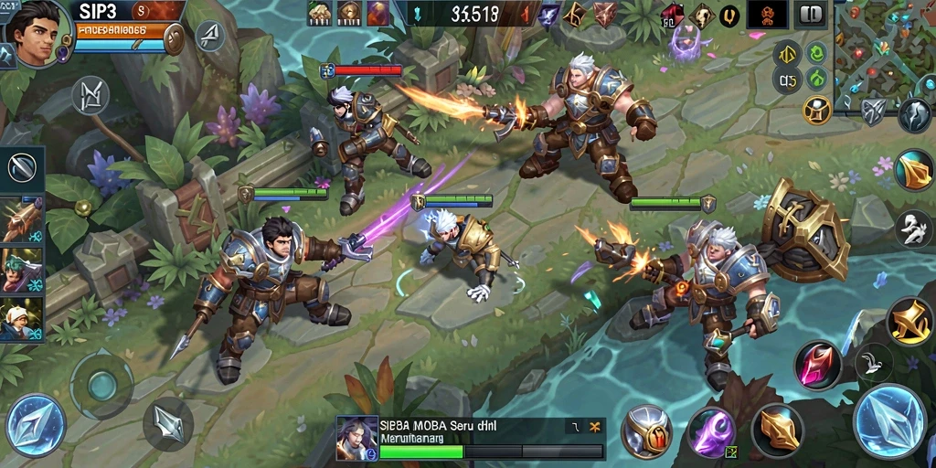 Screenshot SIP33 menampilkan aksi seru dalam pertandingan MOBA.