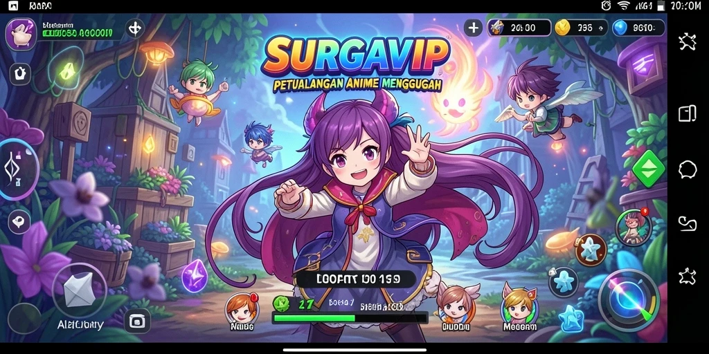 Screenshot gameplay SURGAVIP menampilkan pertarungan seru dengan karakter anime.