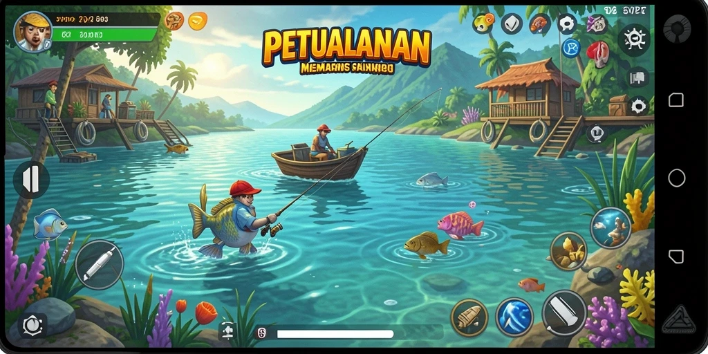 Screenshot gameplay SVIP2 menampilkan aksi memancing yang seru dan penuh tantangan.