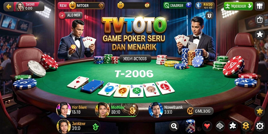 Tangkapan layar gameplay <strong>TVTOTO</strong> yang menampilkan aksi seru poker.